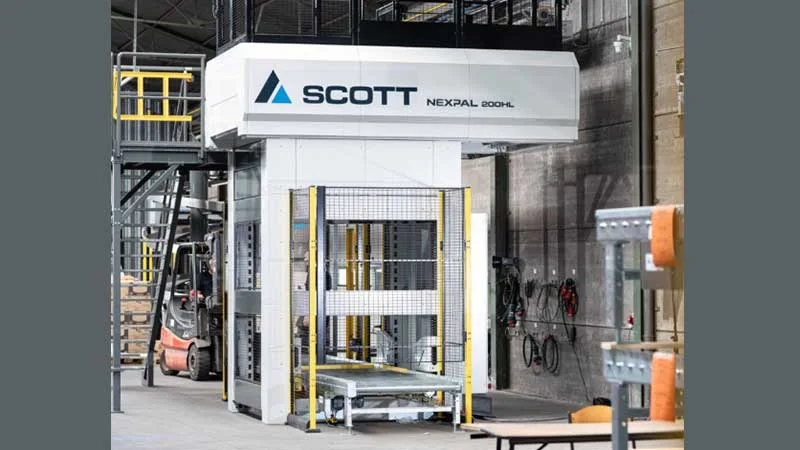 Scott Technology Addresses Factory Space Constraints with a Compact, High-Capacity Palletizer